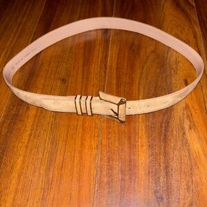 Suede Tan Genuine Leather Belt with Gold Buckle